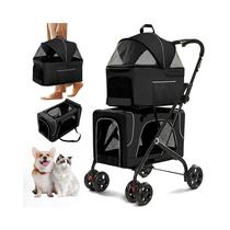 Carrinho de passeio para animais de estimação FunImpact dobrável duplo 3 em 1 com 2 suportes