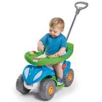 Carrinho De Passeio Quadriciclo Infantil 2 Em 1 Empurrador Pedal Azul E Verde Calesita