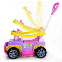 Carrinho De Passeio Quadriciclo Infantil Menina Colorido Com Haste Guia Brinquedo Criança Coordenação Motora Completo - Maral