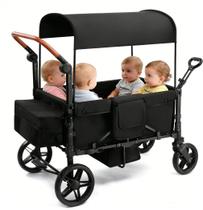 Carrinho de Passeio SAFETY CAREYA Dobrável para 4 Crianças Preto Carrinho de Passeio SAFETY CAREYA Dobrável para 4 Crianças Preto