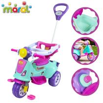 Carrinho De Passeio Triciclo Avespa Motoca com Pedal Apoio de Pé e Haste Empurrador Infantil Maral
