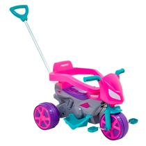 Carrinho De Passeio Triciclo Moto Rider Rosa Com Pedal Suporte Até 25 Kgs E Haste Removivel