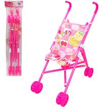 Carrinho de plastico para boneca dobravel passeio e diversao 49x43x22cm Carrinho de plastico para boneca dobravel passeio e diversao 49x43x22cm