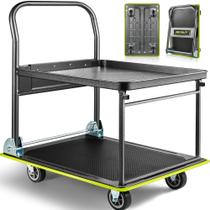 Carrinho de plataforma Keoslpy atualizado Push Dolly 320 kg 2 níveis Carrinho de plataforma Keoslpy atualizado Push Dolly 320 kg 2 níveis