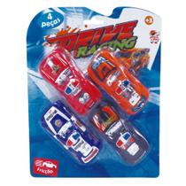 Carrinho de Policia a Fricção Brinquedo Coleção 4 Carrinhos - Pica Pau