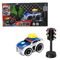 Carrinho de Polícia AZ Zoop Toys Luz Som Rampa e Semáforo