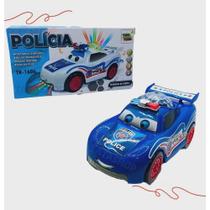Carrinho De Polícia Com Luzes Som Mexe O Olho E Língua 3 D Azul