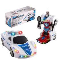 Carrinho de Polícia transformes Vira Robô com Luz e Som