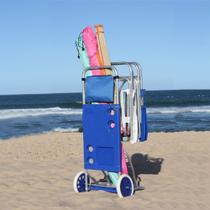 Carrinho De Praia Alumínio Suporte Caixa Térmica Cadeiras Acessório Até 20kg