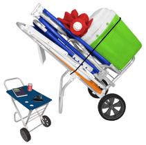 Carrinho De Praia Com Avanço E Mesa Para Caixa Térmica Cadeiras Smart Car - Zaka