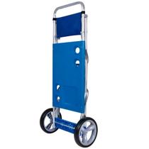 Carrinho De Praia de Alumínio Carrega até 5 Cadeiras Vira Mesa Alumínio Com Bolsa Azul / Preto Carrinho De Praia de Alumínio Carrega até 5 Cadeiras Vira Mesa Alumínio Com Bolsa Azul / Preto