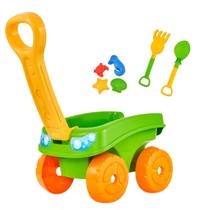 Carrinho De Praia De Mão Com Pá Rastelo e Forminhas Para Areia Brinquedo Infantil Beach Play Diversão No Calor Usual