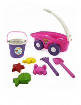 Carrinho de Praia Infantil Menina Rosa Com Acessórios Para Brincar na Areia Simo Toys Carrinho de Praia Infantil Menina Rosa Com Acessórios Para Brincar na Areia Simo Toys