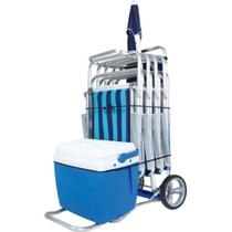 Carrinho De Praia P/ 5 Cadeiras E Cooler Alumínio Vira Mesa Carrinho De Praia P/ 5 Cadeiras E Cooler Alumínio Vira Mesa