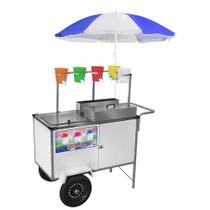 Carrinho de Raspadinha Cefaz Branco Rodas Pneumáticas e Guarda Sol BL31P/GS