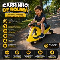 Carrinho De Rolimã Infantil Super Car Amarelo Volante 360 Diversão Crianças Infância Sem Telas Carrinho De Rolimã Infantil Super Car Amarelo Volante 360 Diversão Crianças Infância Sem Telas