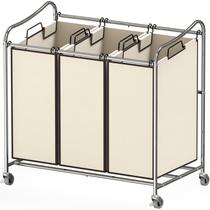 Carrinho de separação de roupas Simple Houseware Heavy-Duty, 3 sacos, cromado