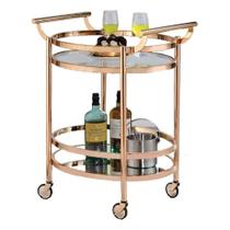 Carrinho de servir Acme Lakelyn Clear Glass Rose Gold Oval