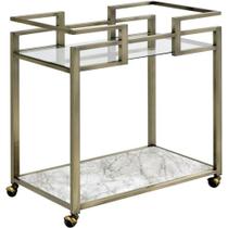 Carrinho de servir Acme Neilo Metal Frame com prateleira superior de vidro transparente