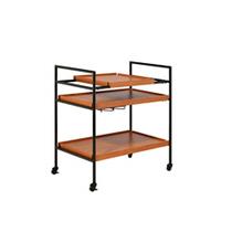 Carrinho de servir Casafoyer Oaken 3 prateleiras ajustáveis de madeira