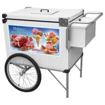 Carrinho de Sorvete Cefaz Branco Rodas de Bicicleta BL34P/GS
