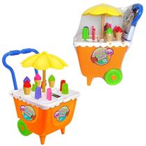 Carrinho De Sorvete De Brinquedo Infantil Com Acessórios Completa Sorveteria Brinquedos Tilin