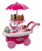 Carrinho de Sorvete Sorveteria Infantil Brinquedo com Luz Som Acessórios Divertido Cupcake - DONY