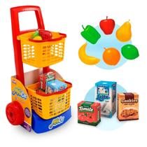 Carrinho de Supermercado Infantil Mópi Car Compras Acessórios Frutas Cor Aleatória