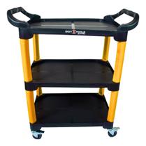 Carrinho Detailer Mecânico 3 Prateleiras 135kg com Rodas Organizador Oficina Estética Automotiva Ferramentas Profissional Amarelo