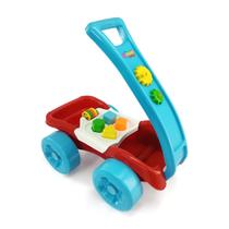 Carrinho Didio Kids 6 Peças Simotoys, Carrinho Com Alça E Blocos De Encaixe, Colorido, Estímulo Coordenação Motora E Mon