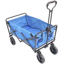 Carrinho Dobrável Articulado Transporte Camping Praia Pesca Até 80 Kg Importway Iwcdca-Az Azul