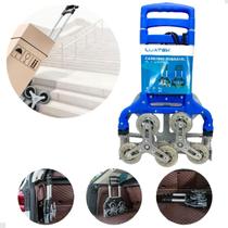 Carrinho Dobrável Carga Multifuncional 70kg 3 Rodas Feira Compras Transporte Sobe Escada