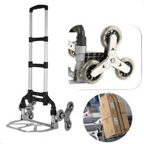 Carrinho Dobrável De Carga Alumínio 75kg Preto Escada Degrau LWJ-194