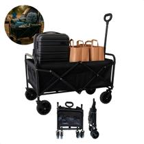 Carrinho Dobrável De Praia Multiuso Robusto Estrutura Reforçada, Leve E Fácil De Transportar, Ideal Para Areia, Camping, Viagens, Compras E Atividades