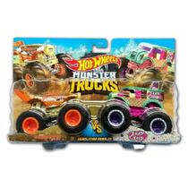 Carrinho Duplo Hot Wheels Monster Truck 1:64 Original Mattel Carbonator VS Bad Scoop Cód. 2100
