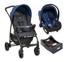 Carrinho Ecco Azul Burigotto + Bebê Conforto Touring X + Base