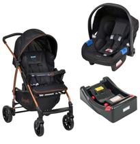 Carrinho ecco preto cobre + cadeira touring x + base - burigotto