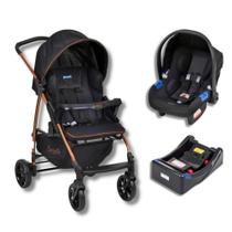 Carrinho ecco preto cobre + cadeira touring x + base - burigotto