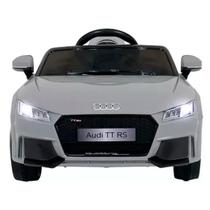 Carrinho Elétrico Audi TT RS 12V Controle Remoto Luzes/Som MP3 USB Velocímetro Digital Led Cinza Bel