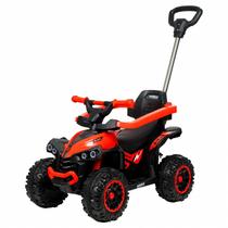 Carrinho Elétrico De Passeio 6V Quadriciclo Infantil Vermelho Com Empurrador Luzes Sons