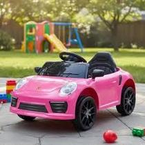 Carrinho Elétrico Infantil Esportivo Rosa Brinquedo Motorizado para Crianças