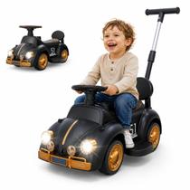 Carrinho Eletrico Infantil Fusca Retro Fusquinha Com Luzes Sons e Empurrador Passeio Criança 3 Anos+