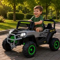Carrinho Elétrico Infantil Jipe Force Cinza Controle Remoto Até 23kg Estrutura Reforçada Faróis em LED