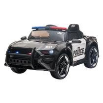 Carrinho Elétrico Infantil Policia Carro Motorizado Luzes Som Passeio Automático Pedal Controle Remoto 12v Bivolt Viatura Drift Farol Mini Veículo B - Shiny Toys