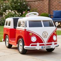 Carrinho Eletrico Infantil Vintage Mni Kombi Som Luz Controle Remoto Veículo Bateria Recarregável