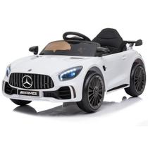 Carrinho Elétrico Mercedes Luxo 12V Branco Controle Som Luz