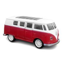 Carrinho em Miniatura Perua Kombi Vermelha de Ferro Realista 1:32