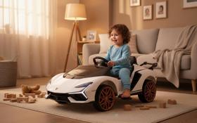 Carrinho Esportivo Elétrico Infantil Branco com Controle Remoto Bateria 12V 2 Motores 2 Lugares