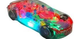 Carrinho Esportivo Transparente 3d Engrenagem Luz Som .