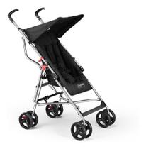 Carrinho Estilo Guarda Chuva Multikids Baby Preto Com Chassi De Cor Prateado